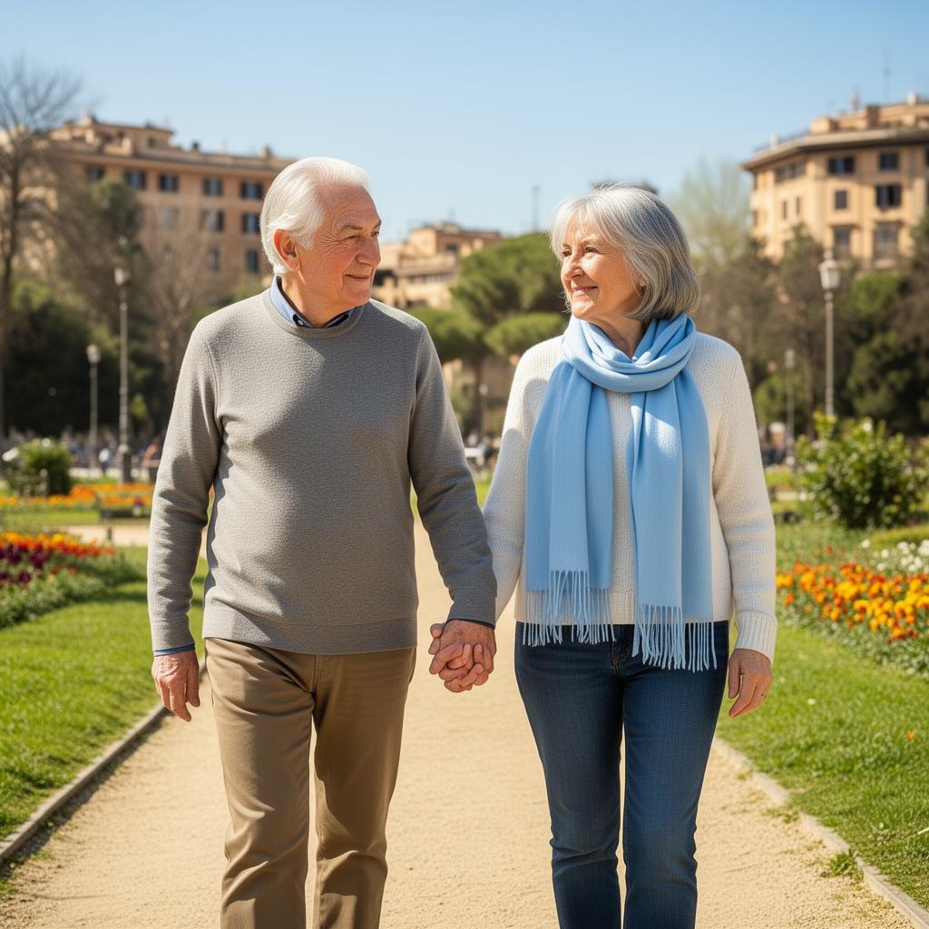 Coppia che passeggia insieme nel parco